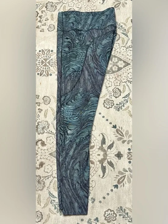 Lululemon Fast and Free Tight 25" Nulux Dimensional Icing Blue Multi Size 10 - Picture 6 of 9